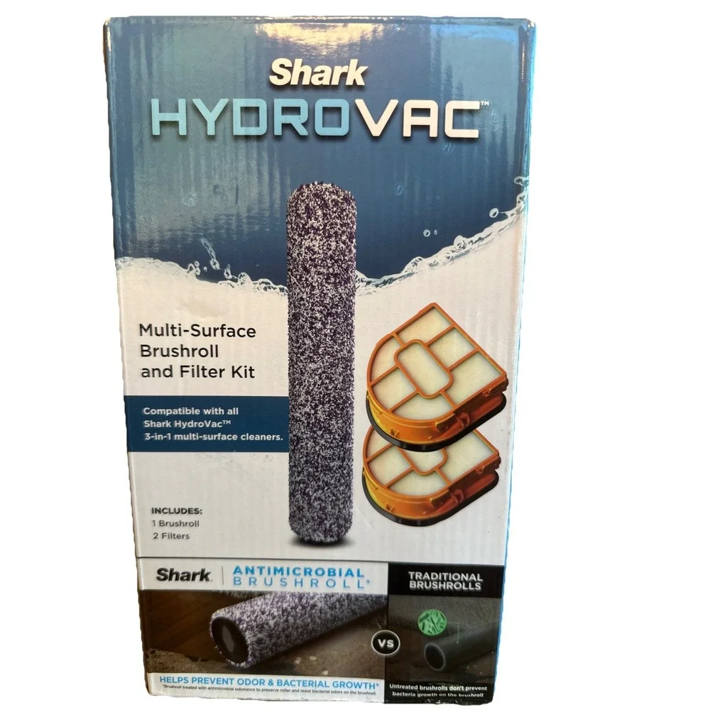 NEW Shark Hydrovac Multi-Surface Antimicrobial (1) Brushroll and (2) Filter Kit